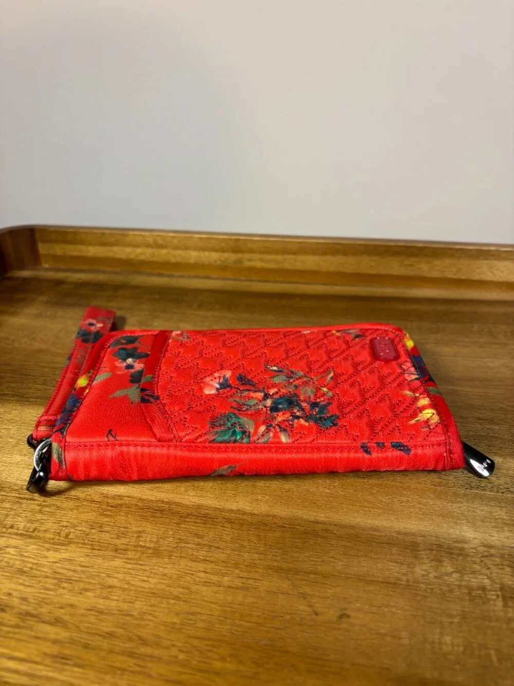 Lug Tandem Orange Floral Quilted Nylon Zippered Wallet